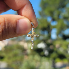 14K or 18K Gold Vine Cross Pendant