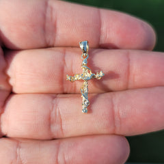 14K or 18K Gold Vine Cross Pendant