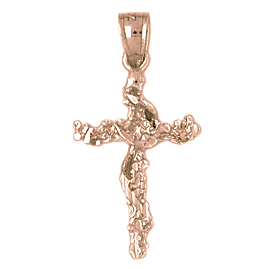 14K or 18K Gold Vine Cross Pendant