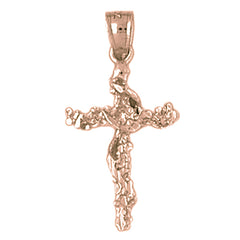 14K or 18K Gold Vine Cross Pendant