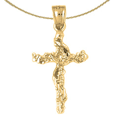 14K or 18K Gold Vine Cross Pendant