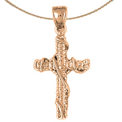 14K oder 18K Gold Seilkreuz Anhänger