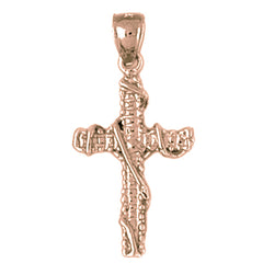 14K or 18K Gold Roped Cross Pendant