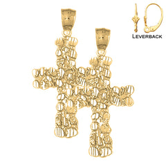 14K or 18K Gold Nugget Cross Earrings