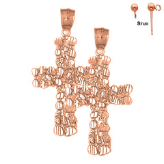 14K or 18K Gold Nugget Cross Earrings