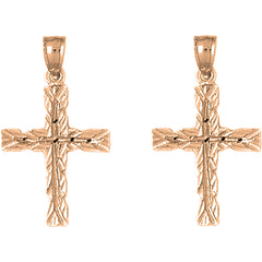 14K or 18K Gold 31mm Latin Cross Earrings