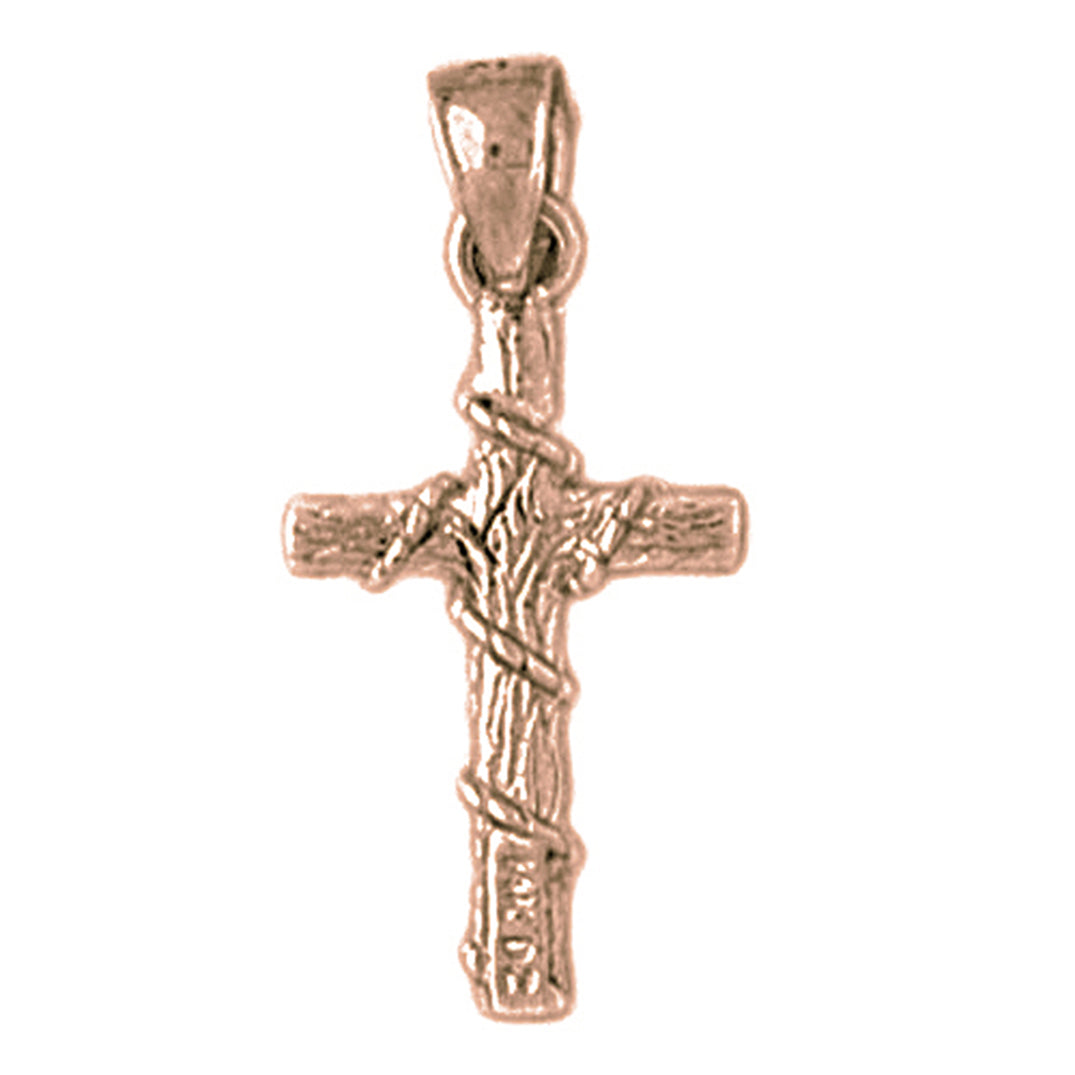 14K or 18K Gold Roped Cross Pendant