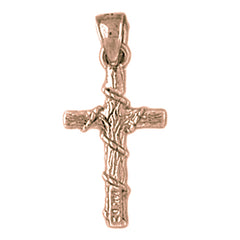 14K or 18K Gold Roped Cross Pendant