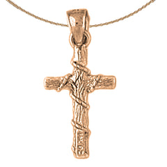 14K or 18K Gold Roped Cross Pendant