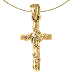 14K or 18K Gold Roped Cross Pendant