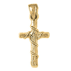 14K or 18K Gold Roped Cross Pendant
