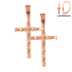 14K or 18K Gold Bamboo Cross Earrings
