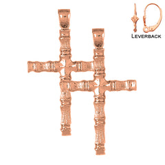 14K or 18K Gold Bamboo Cross Earrings
