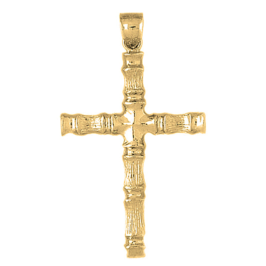10K, 14K or 18K Gold Bamboo Cross Pendant