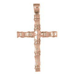 10K, 14K or 18K Gold Bamboo Cross Pendant