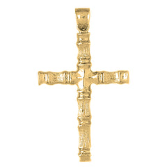 10K, 14K or 18K Gold Bamboo Cross Pendant