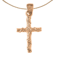 14K or 18K Gold Roped Cross Pendant