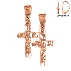 14K or 18K Gold Nugget Cross Earrings