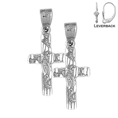 14K or 18K Gold Nugget Cross Earrings
