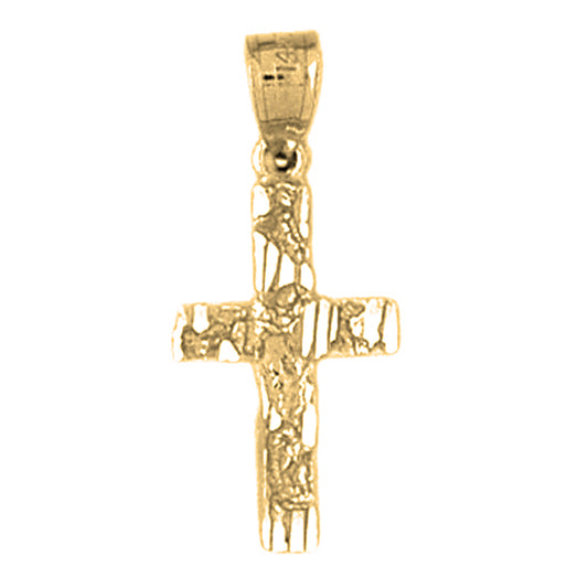 14K or 18K Gold Nugget Cross Pendant