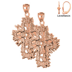 14K or 18K Gold Nugget Cross Earrings