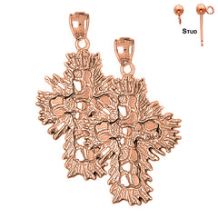 14K or 18K Gold Nugget Cross Earrings