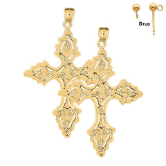 14K or 18K Gold Nugget Cross Earrings