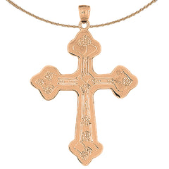 10K, 14K or 18K Gold Budded Cross Pendant