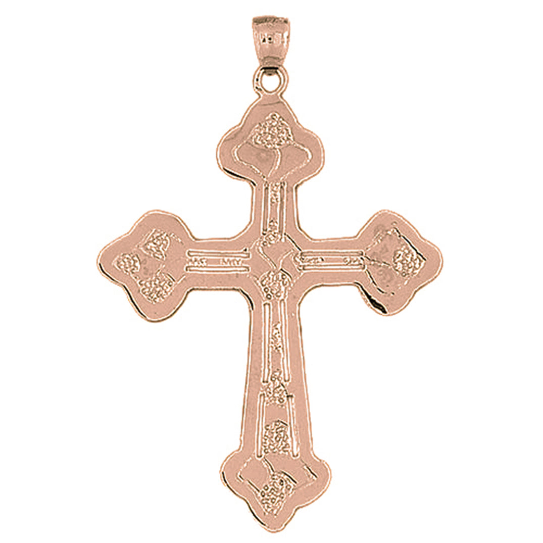10K, 14K or 18K Gold Budded Cross Pendant