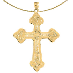 10K, 14K or 18K Gold Budded Cross Pendant