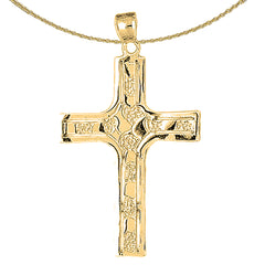 10K, 14K or 18K Gold Coticed Nugget Cross Pendant