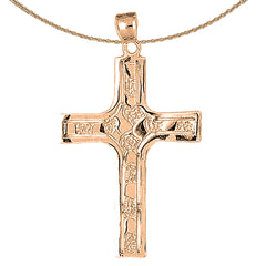 10K, 14K or 18K Gold Coticed Nugget Cross Pendant