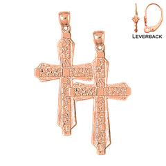 14K or 18K Gold Latin Nugget Cross Earrings