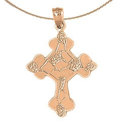 10K, 14K or 18K Gold Budded Nugget Cross Pendant