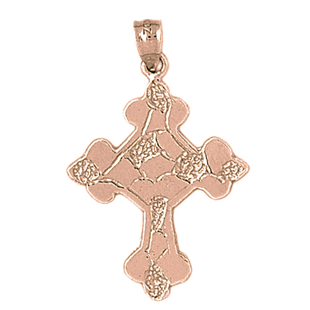 10K, 14K or 18K Gold Budded Nugget Cross Pendant
