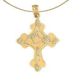 10K, 14K or 18K Gold Budded Nugget Cross Pendant