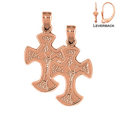 14K or 18K Gold Nugget Cross Earrings