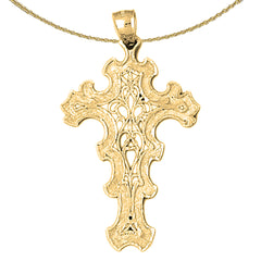 10K, 14K or 18K Gold Floral Cross Pendant