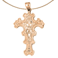 10K, 14K or 18K Gold Floral Cross Pendant