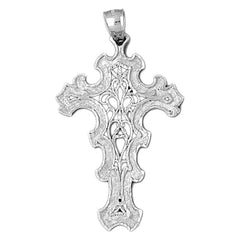 10K, 14K or 18K Gold Floral Cross Pendant