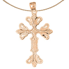 10K, 14K or 18K Gold Floral Cross Pendant