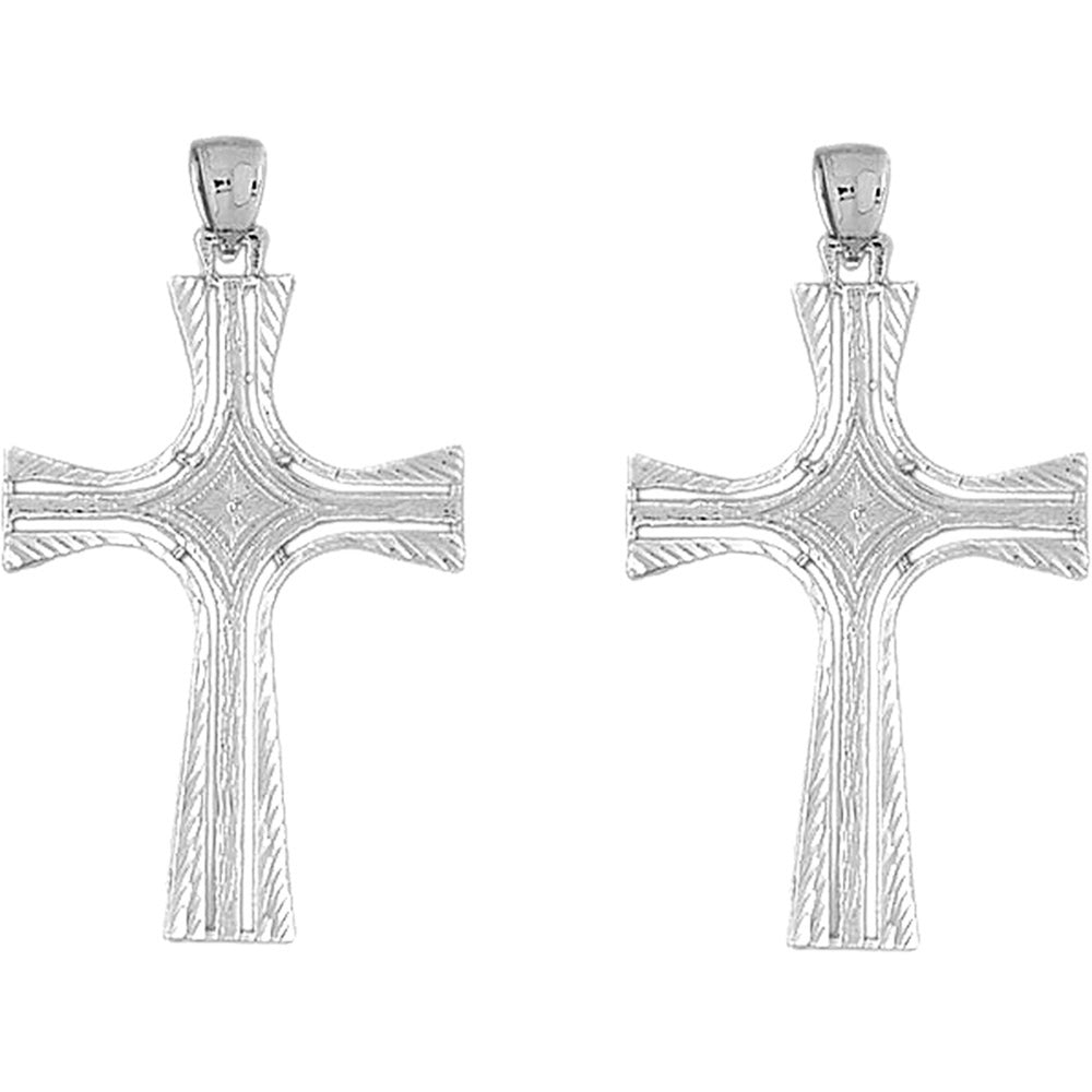 Sterling Silver 59mm Cross Earrings