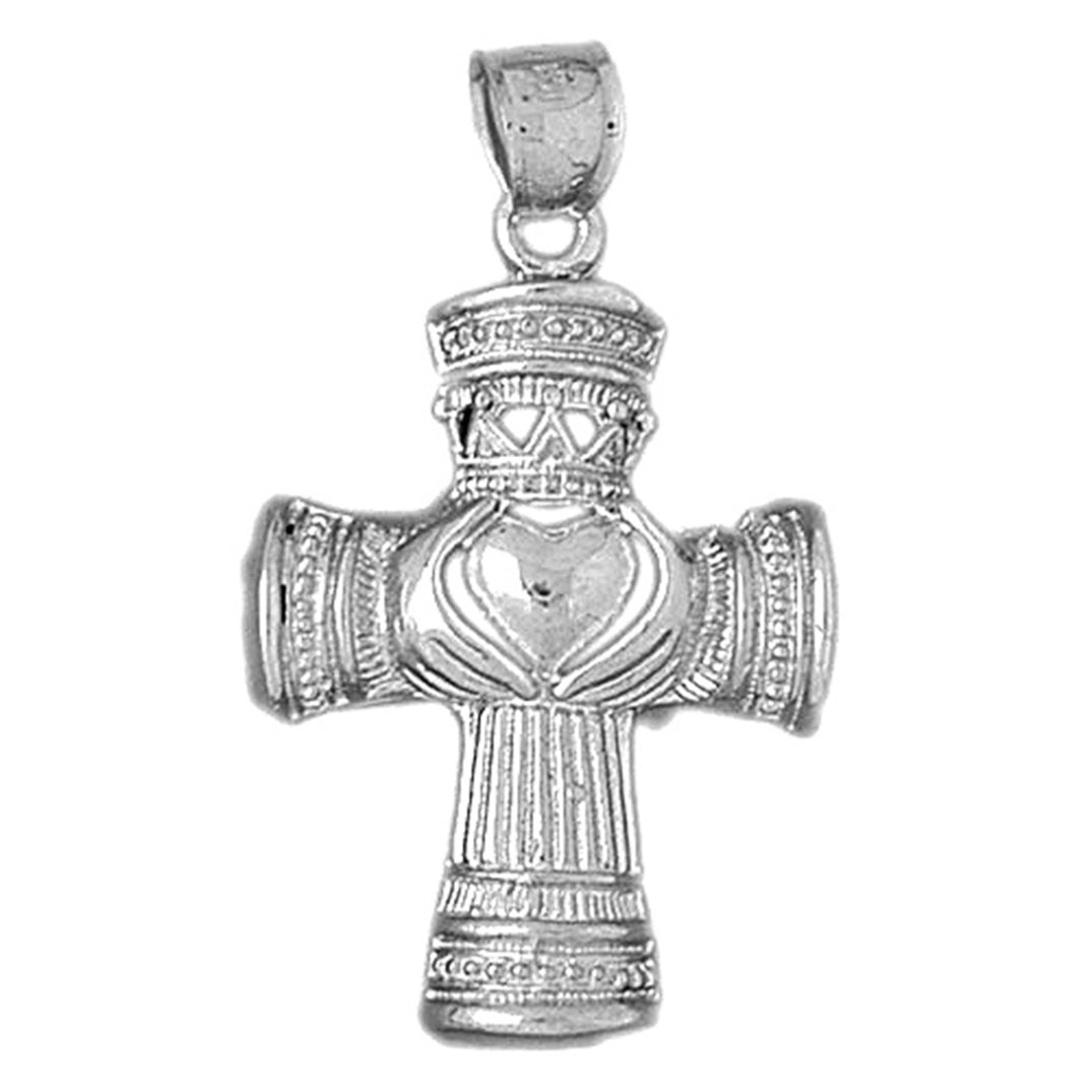 10K, 14K or 18K Gold Claddagh Cross Pendant