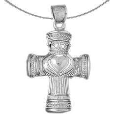 10K, 14K or 18K Gold Claddagh Cross Pendant