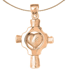 10K, 14K or 18K Gold Heart Cross Pendant
