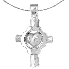 10K, 14K or 18K Gold Heart Cross Pendant