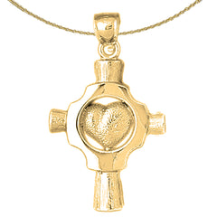 10K, 14K or 18K Gold Heart Cross Pendant