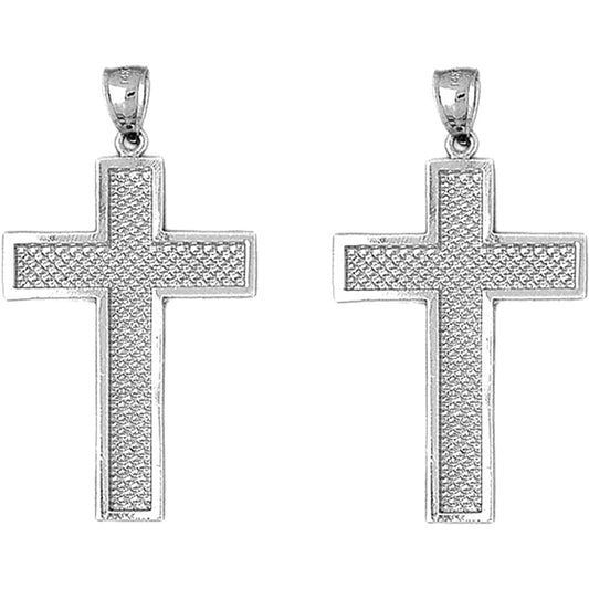Sterling Silver 46mm Latin Cross Earrings
