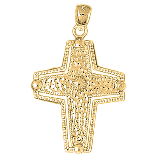 10K, 14K or 18K Gold Coticed Cross Pendant