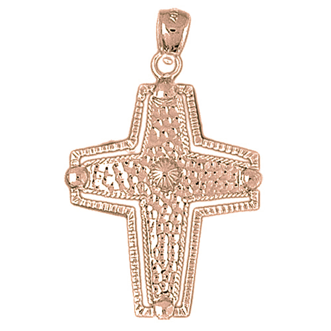 10K, 14K or 18K Gold Coticed Cross Pendant
